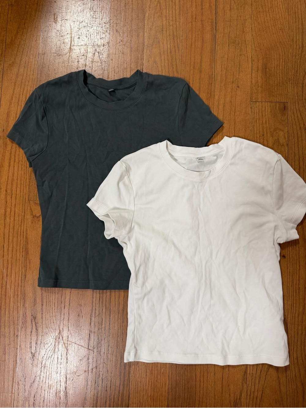 2 Pack, Uniqlo Women's Mini T-Shirt, White, Dark Green, Small